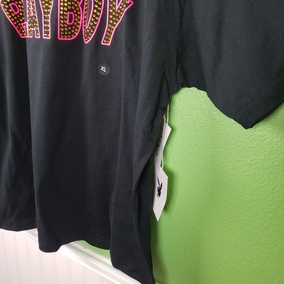 Men's Pacsun Playboy Black Rhinestone Short Sleeve Shirt Size XL - Picture 4 of 8